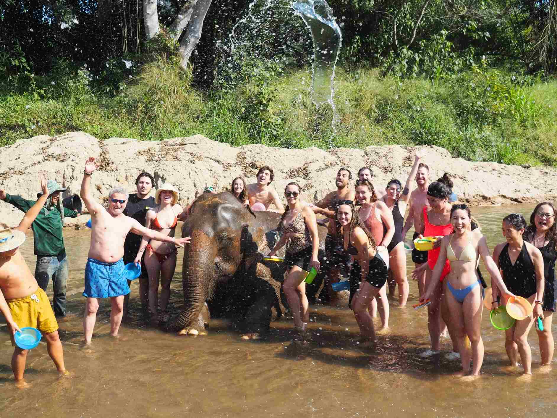 清邁大象友善體驗營Elephant Jungle Sanctuary大象洗澡玩泥巴浴