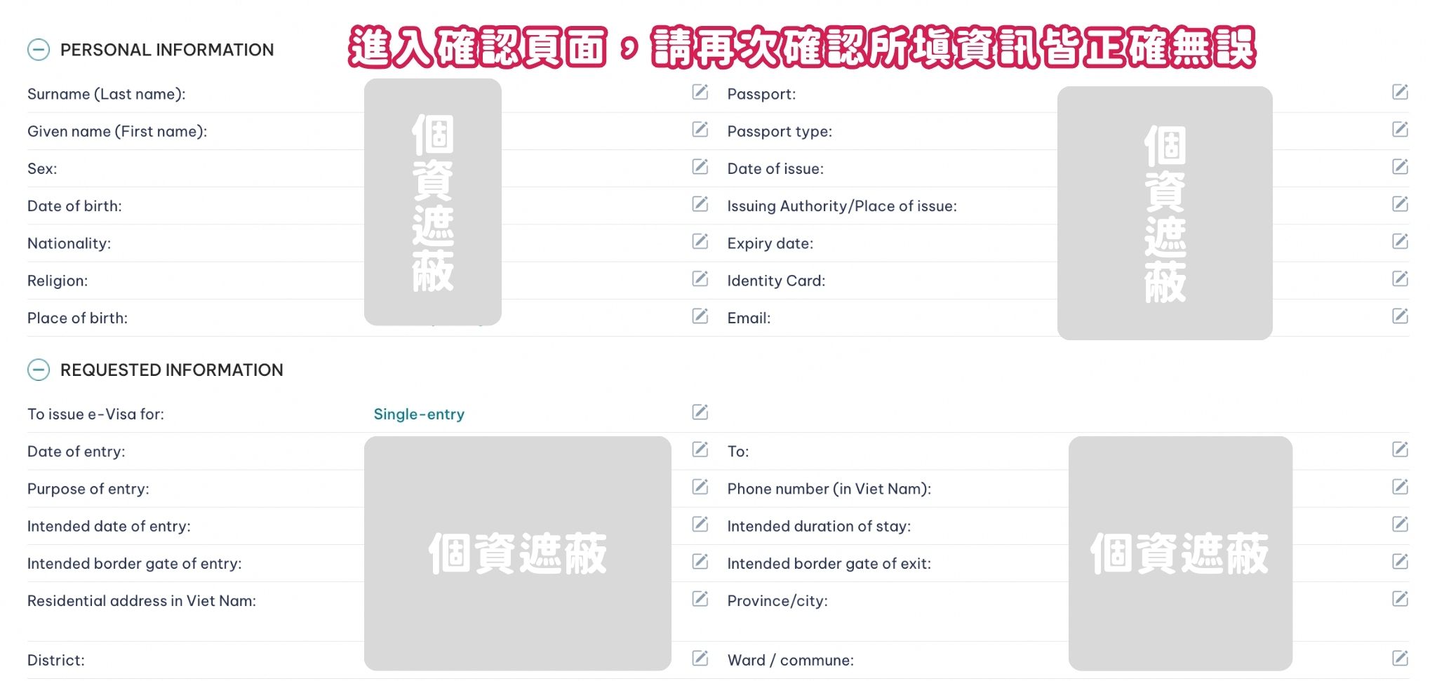 越南電子簽證申請教學