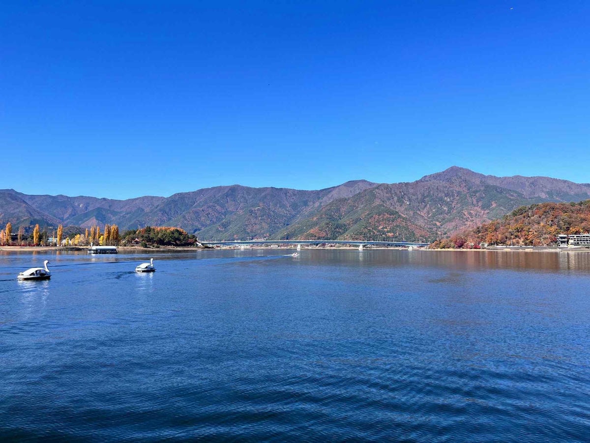 河口湖遊覽船天晴號景色